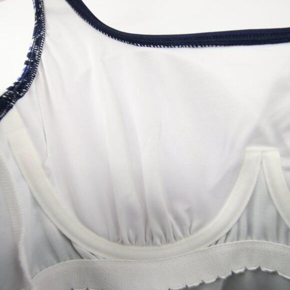 NWOT Lands End Navy Blue White Pattern Swim Tankini Top Underwire Size 8 - Picture 6 of 8